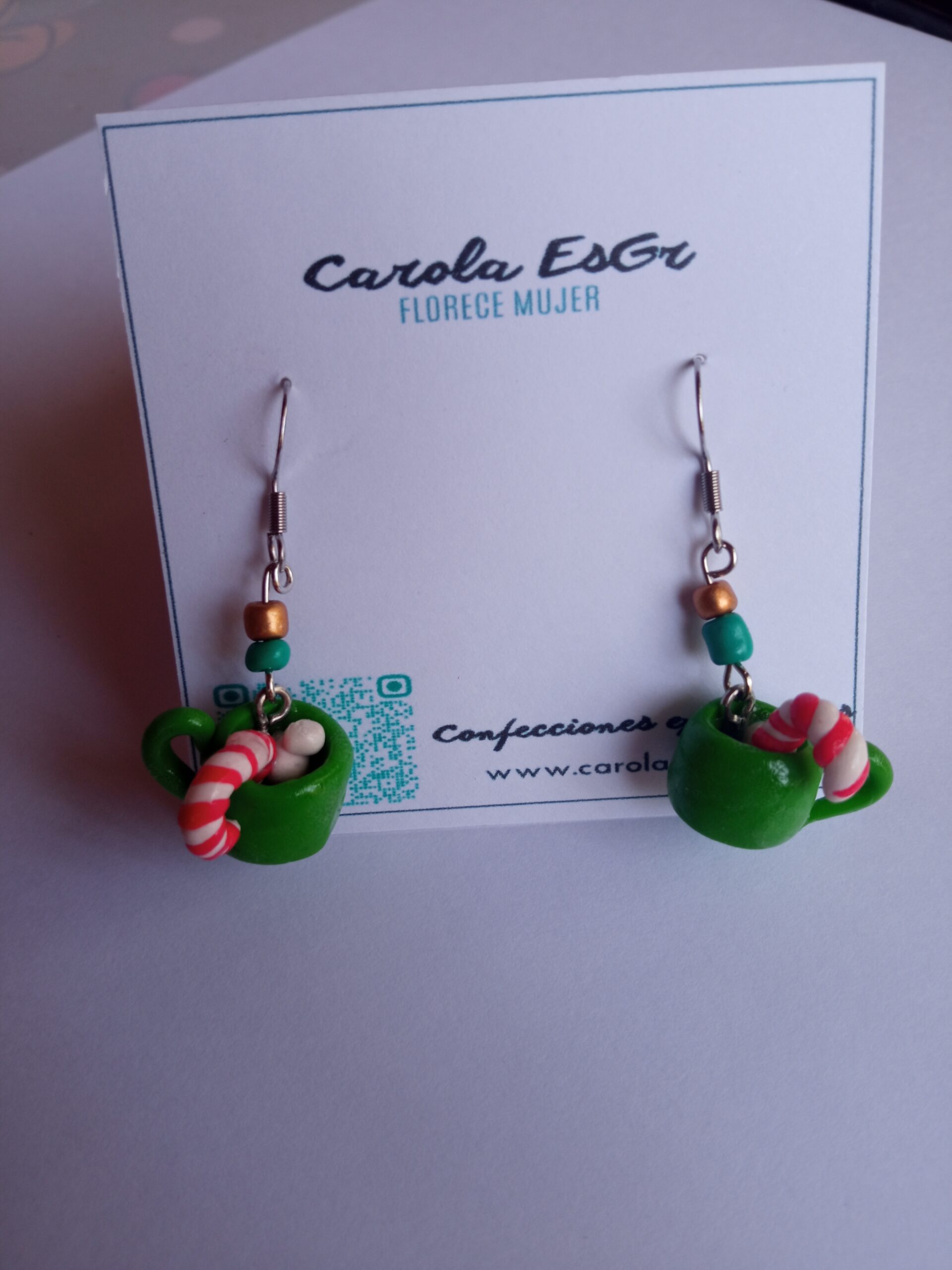 Aretes Tazas Navideñas